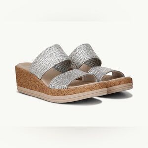 Bzees Silver Resort Wedge Sandals